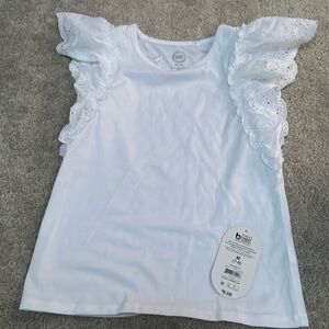 Girls White Short Sleeve Top New